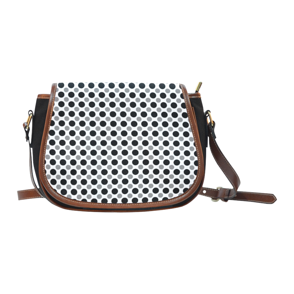 black gray whitepolka dots Saddle Bag/Small (Model 1649)(Flap Customization)
