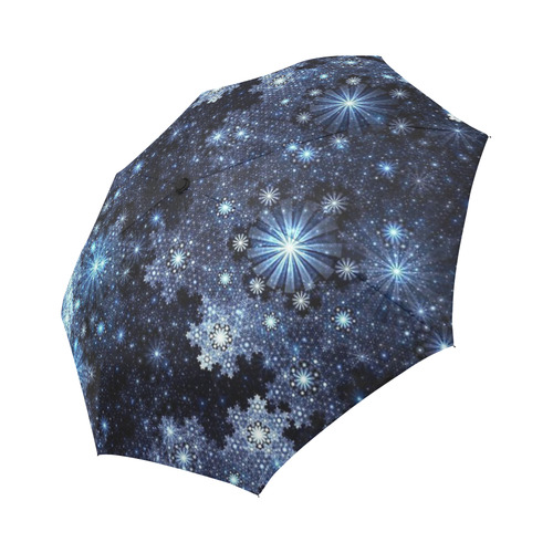Wintery Blue Snowflake Pattern Auto-Foldable Umbrella (Model U04)