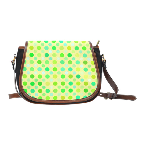 green and blue yellow  polka dots Saddle Bag/Small (Model 1649)(Flap Customization)