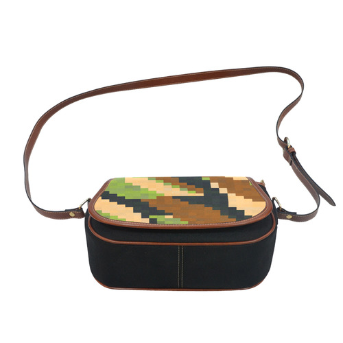 green camo pixel art Saddle Bag/Small (Model 1649)(Flap Customization)