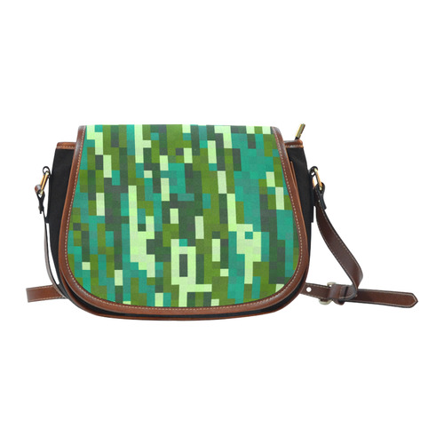 turquoise and green pixel art Saddle Bag/Small (Model 1649)(Flap Customization)