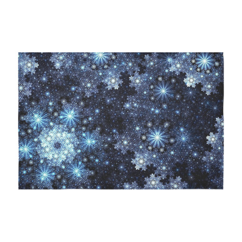 Wintery Blue Snowflake Pattern Cotton Linen Tablecloth 60" x 90"