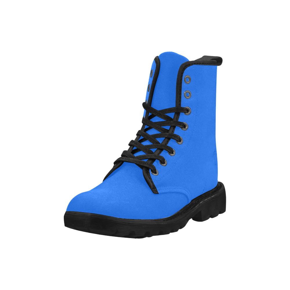 Precious Peacock Feathers Solid Brilliant Blue Martin Boots for Women (Black) (Model 1203H)
