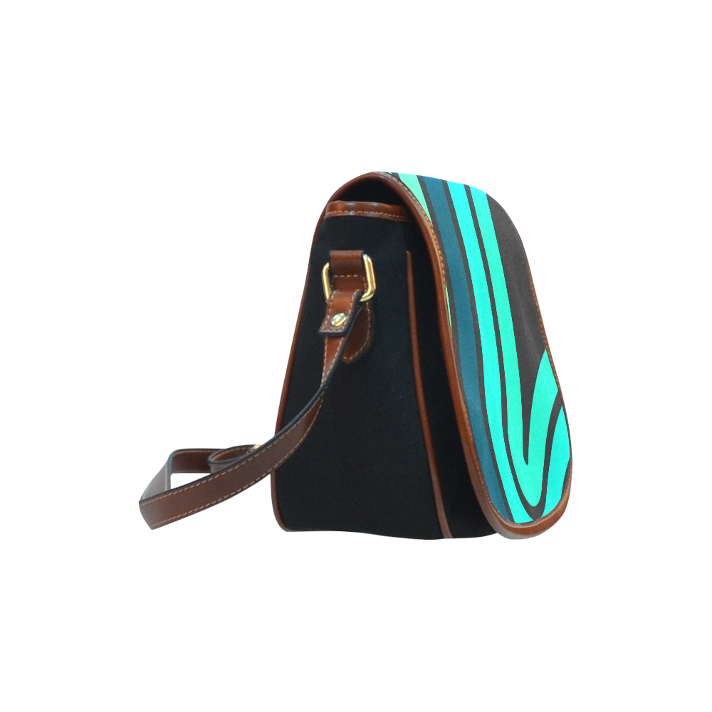 blue green curve Saddle Bag/Small (Model 1649)(Flap Customization)