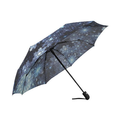 Wintery Blue Snowflake Pattern Auto-Foldable Umbrella (Model U04)