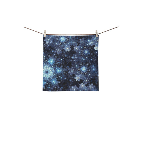 Wintery Blue Snowflake Pattern Square Towel 13“x13”