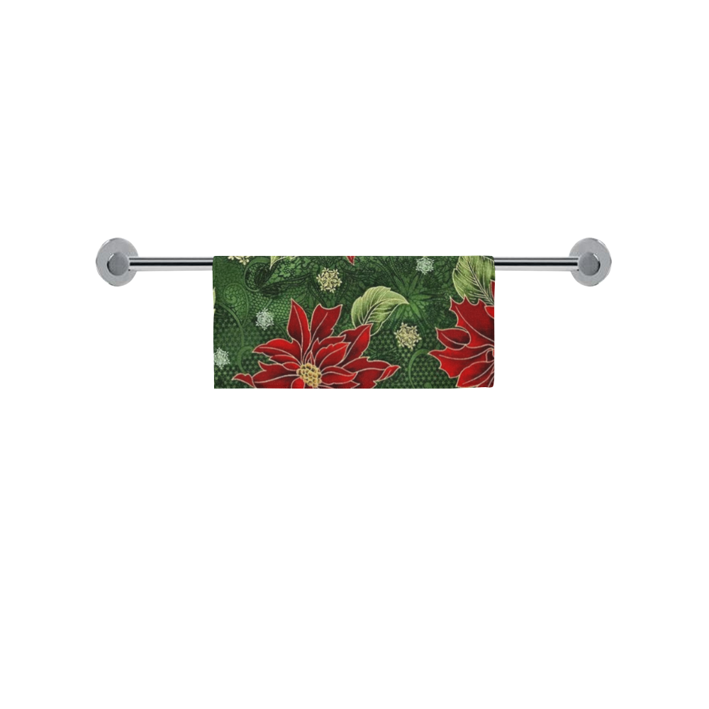 Elegant Christmas Poinsettia Square Towel 13“x13”