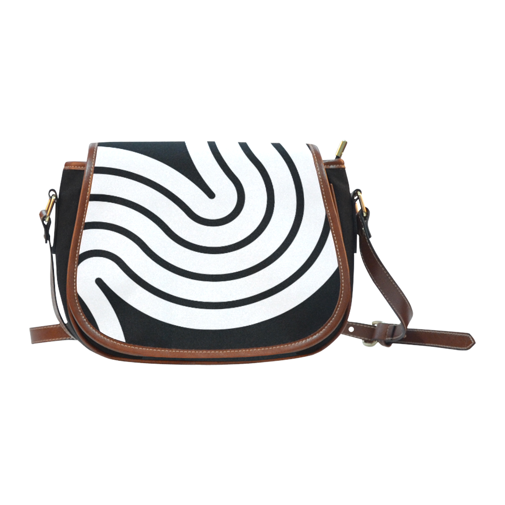 black and white curve Saddle Bag/Small (Model 1649)(Flap Customization)