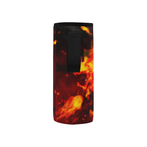 Amazing skull with fire Neoprene Water Bottle Pouch/Small