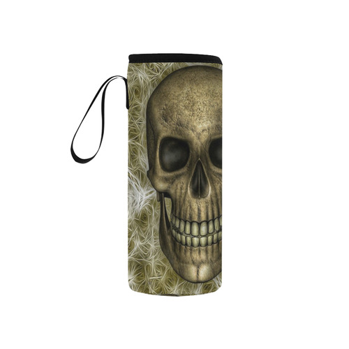 Smiling Skull on Fibers E by JamColors Neoprene Water Bottle Pouch/Small