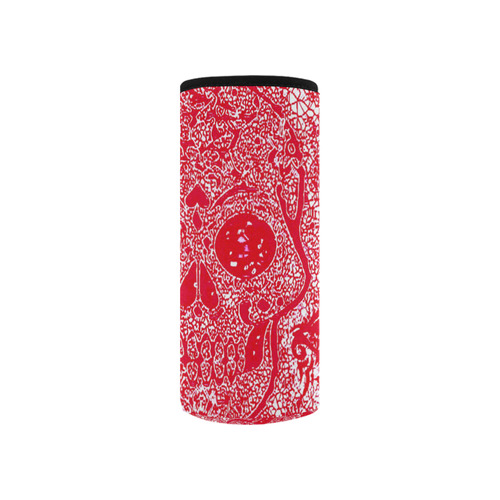 mosaic skull red by JamColors Neoprene Water Bottle Pouch/Small