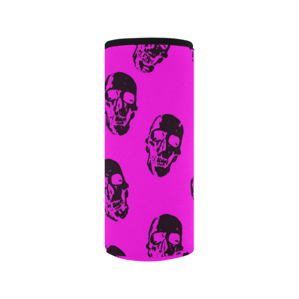 Hot Skulls,hot pink by JamColors Neoprene Water Bottle Pouch/Medium