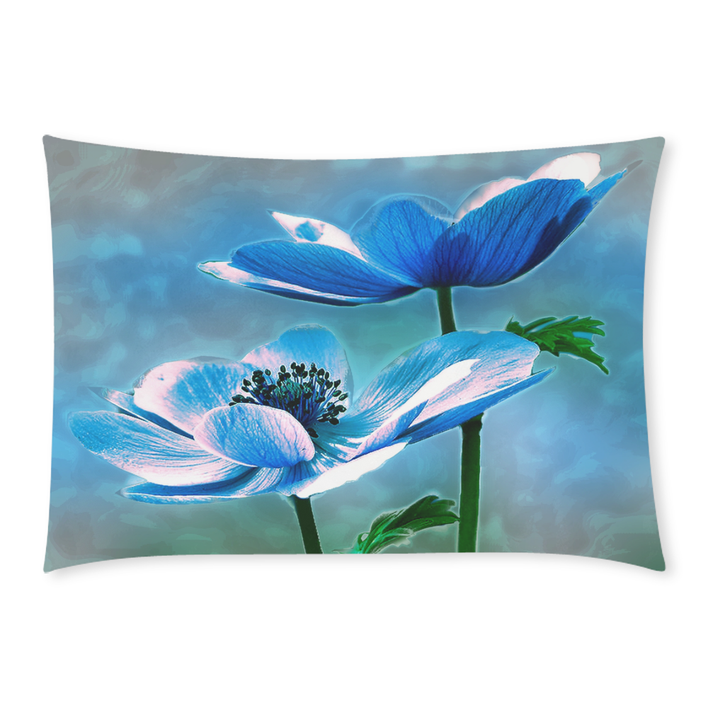 Blooming Blue Custom Rectangle Pillow Case 20x30 (One Side)