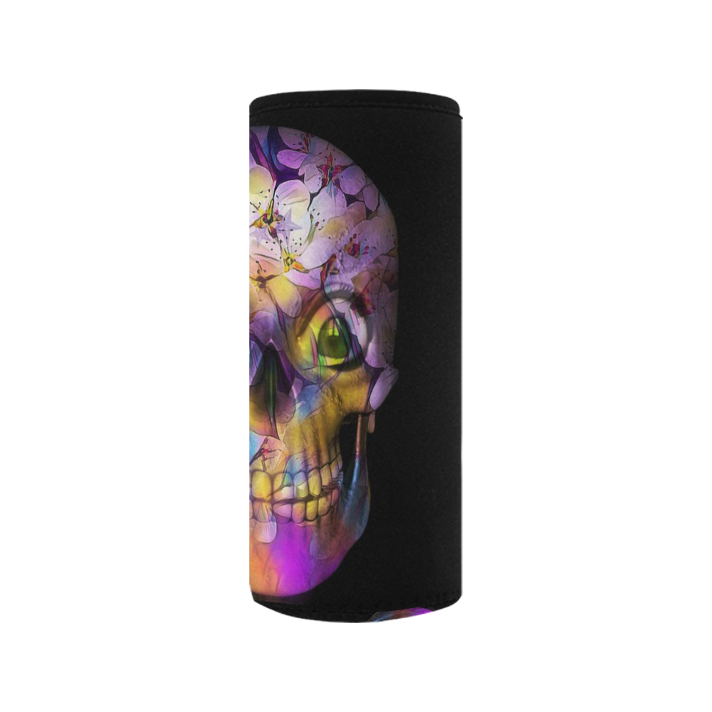 Amazing Floral Skull A by JamColors Neoprene Water Bottle Pouch/Medium