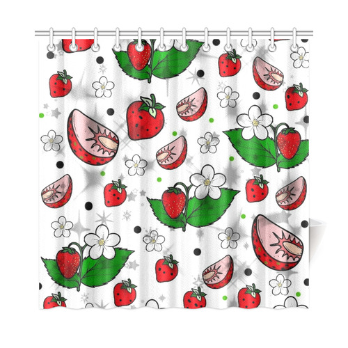 Strawberry Popart by Nico Bielow Shower Curtain 72"x72"