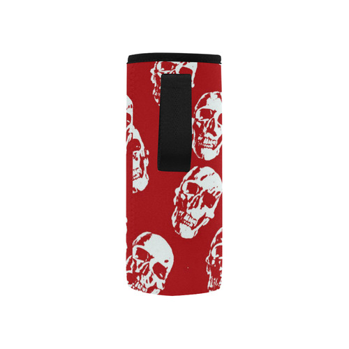 Hot Skulls,red white by JamColors Neoprene Water Bottle Pouch/Small
