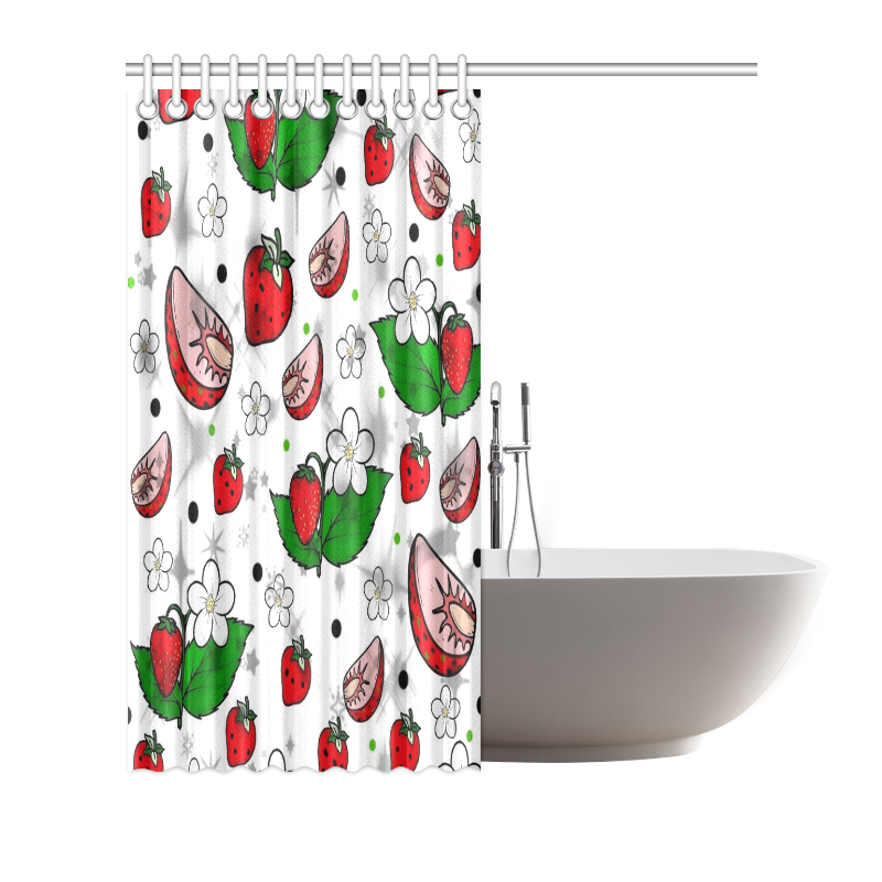 Strawberry Popart by Nico Bielow Shower Curtain 72"x72"