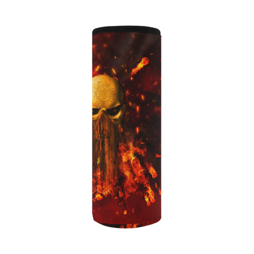 Amazing skull with fire Neoprene Water Bottle Pouch/Large