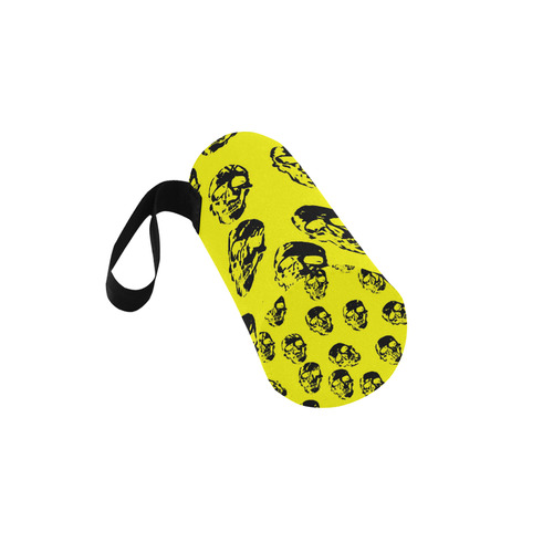 hot skulls, yellow by JamColors Neoprene Water Bottle Pouch/Medium
