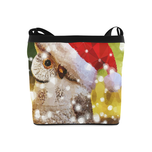 Christmas Owl Santa Hat Snow Geometric Crossbody Bags (Model 1613)