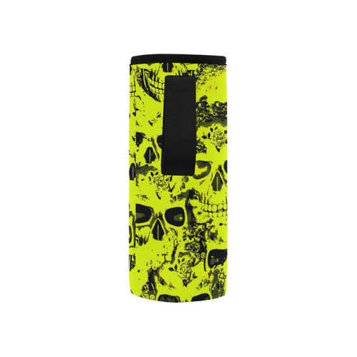 cloudy Skulls black yellow by JamColors Neoprene Water Bottle Pouch/Small