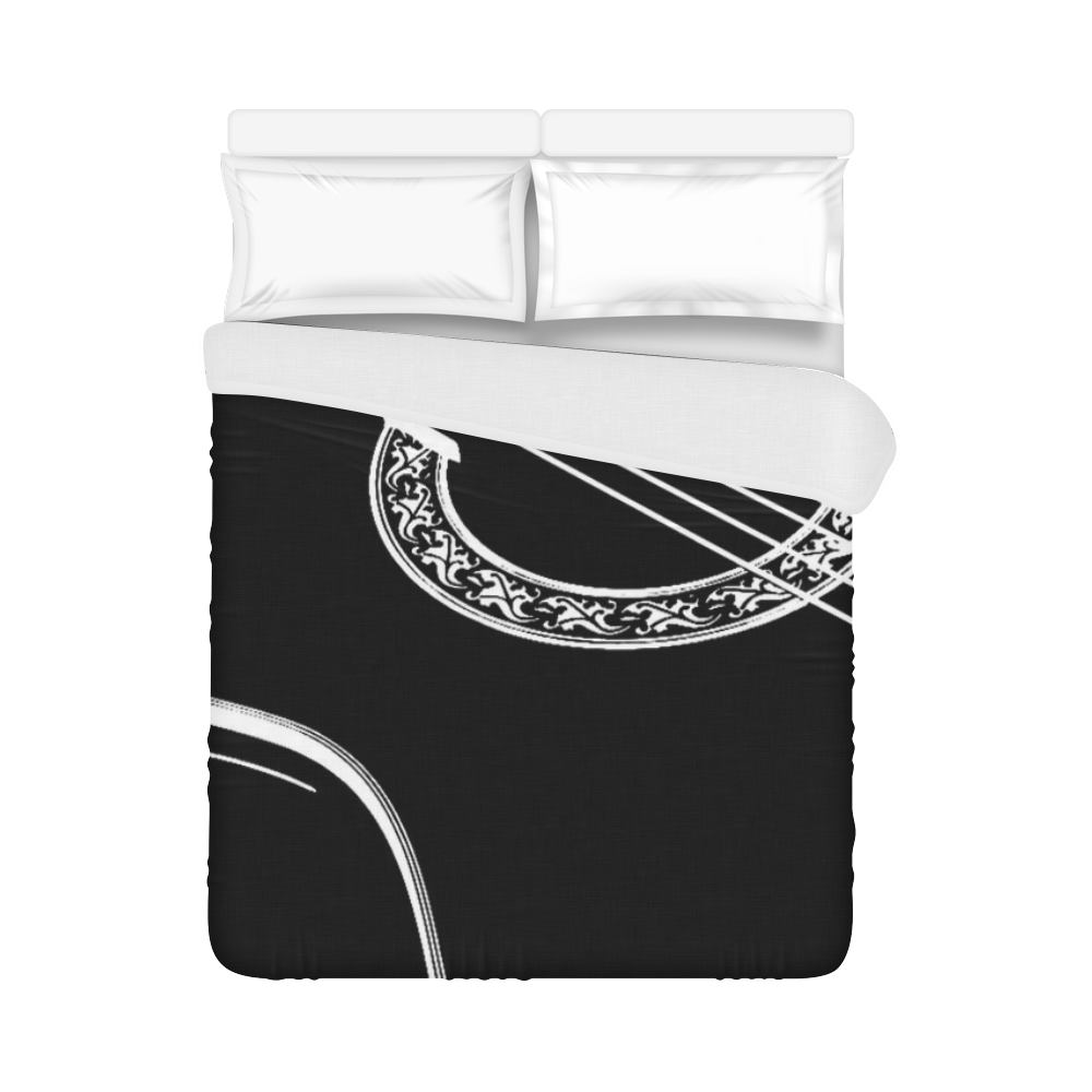 Black & White Acoustic Guitar Duvet Cover 86"x70" ( All-over-print)