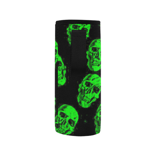 Hot Skulls, green by JamColors Neoprene Water Bottle Pouch/Medium