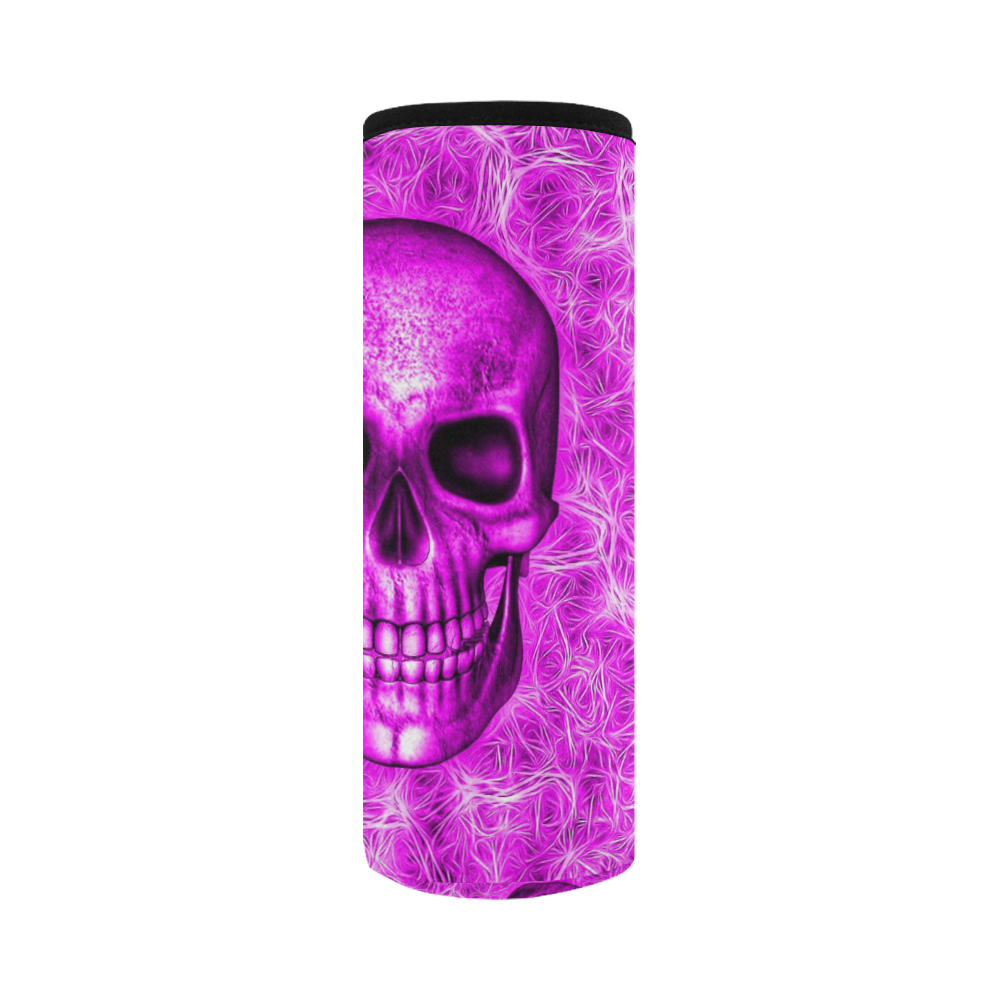 Smiling Skull on Fibers D by JamColors Neoprene Water Bottle Pouch/Large