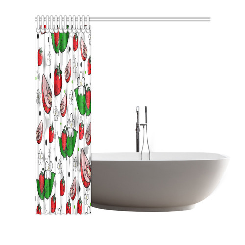 Strawberry Popart by Nico Bielow Shower Curtain 72"x72"