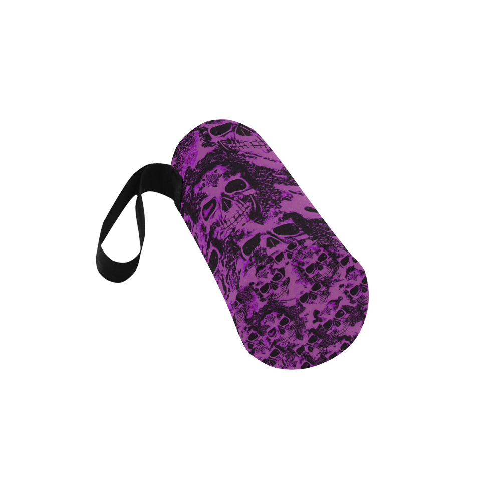 cloudy Skulls black purple by JamColors Neoprene Water Bottle Pouch/Medium