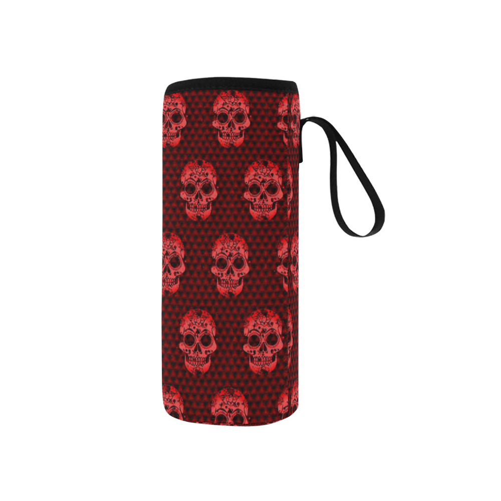 Skull pattern 517 A by JamColors Neoprene Water Bottle Pouch/Small