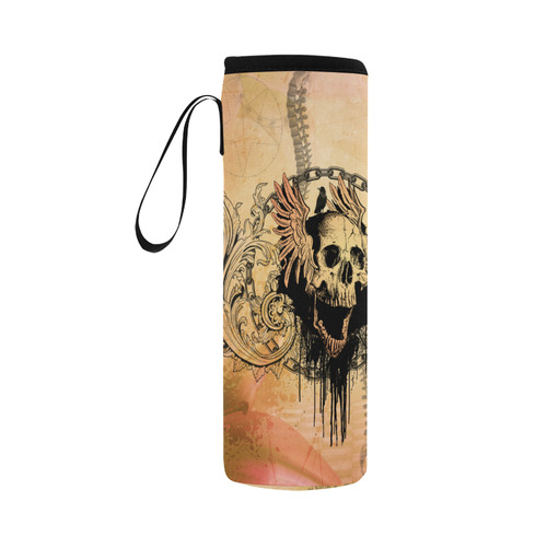Amazing skull with wings Neoprene Water Bottle Pouch/Large
