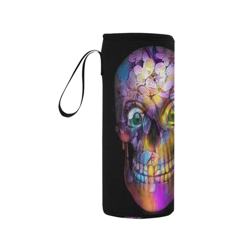 Amazing Floral Skull A by JamColors Neoprene Water Bottle Pouch/Medium