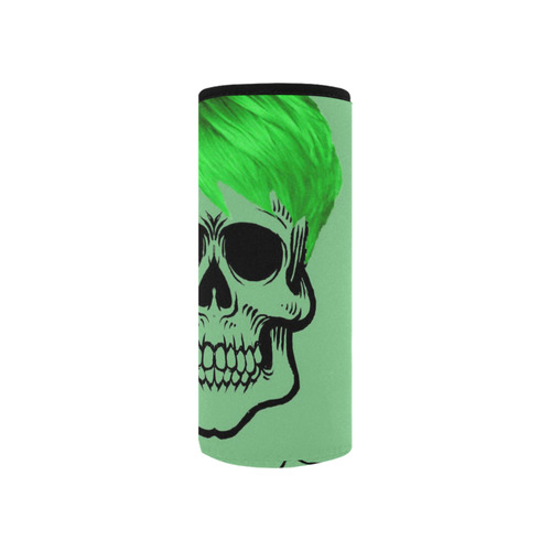 funny Skull, green Neoprene Water Bottle Pouch/Small