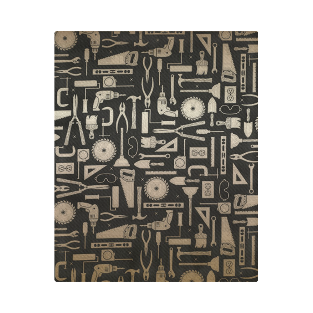 Black & Gold Workshop Tools Duvet Cover 86"x70" ( All-over-print)