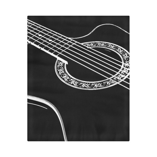 Black & White Acoustic Guitar Duvet Cover 86"x70" ( All-over-print)