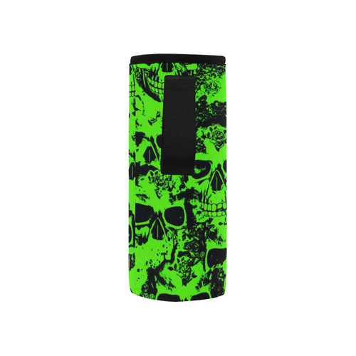 cloudy Skulls black green by JamColors Neoprene Water Bottle Pouch/Small