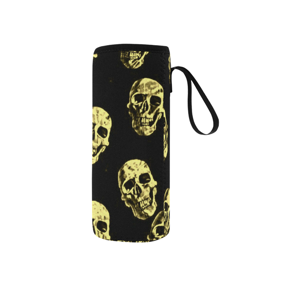 Hot Skulls,eggshell by JamColors Neoprene Water Bottle Pouch/Small