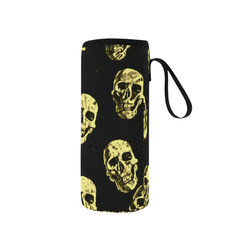 Hot Skulls,eggshell by JamColors Neoprene Water Bottle Pouch/Small