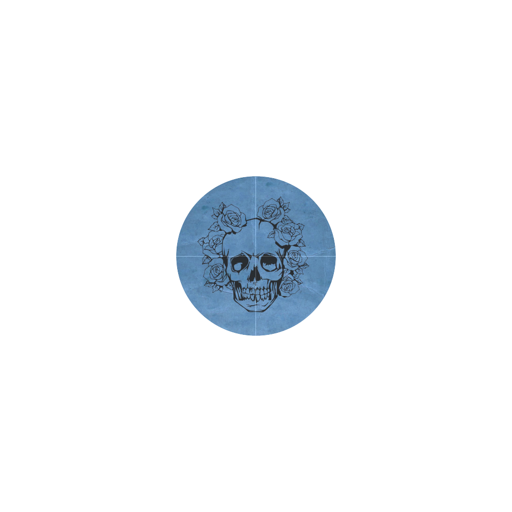 Skull with roses, blue Neoprene Water Bottle Pouch/Medium