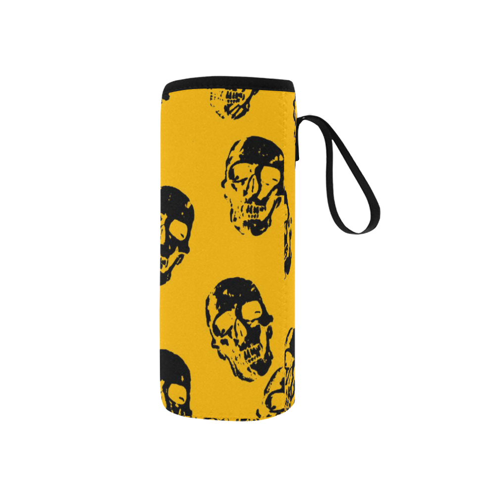 hot skulls, orange by JamColors Neoprene Water Bottle Pouch/Small