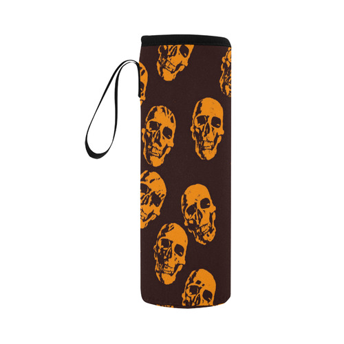 Hot Skulls,orange by JamColors Neoprene Water Bottle Pouch/Large