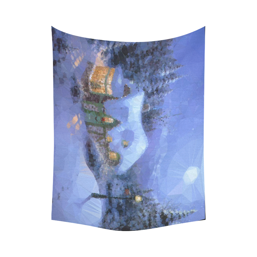 Christmas Cottage Snow Moon Lamp Forest Cotton Linen Wall Tapestry 80"x 60"