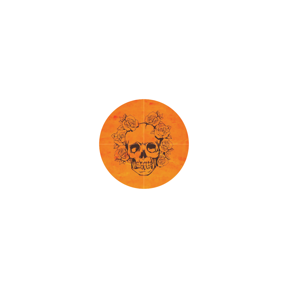 Skull with roses,orange Neoprene Water Bottle Pouch/Medium