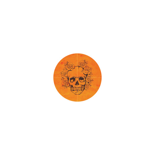 Skull with roses,orange Neoprene Water Bottle Pouch/Medium