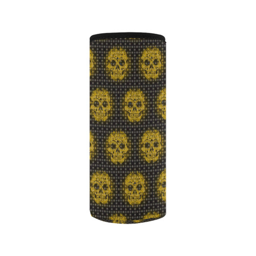 skulls and dotts,golden by JamColors Neoprene Water Bottle Pouch/Medium