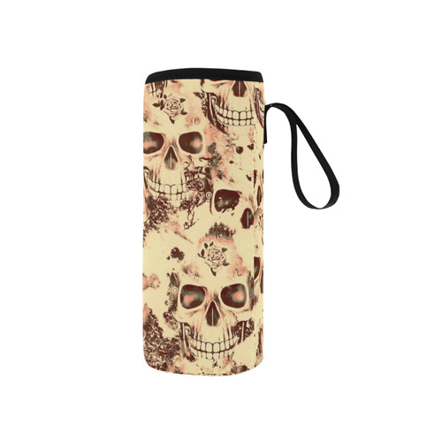 cloudy Skulls beige by JamColors Neoprene Water Bottle Pouch/Small