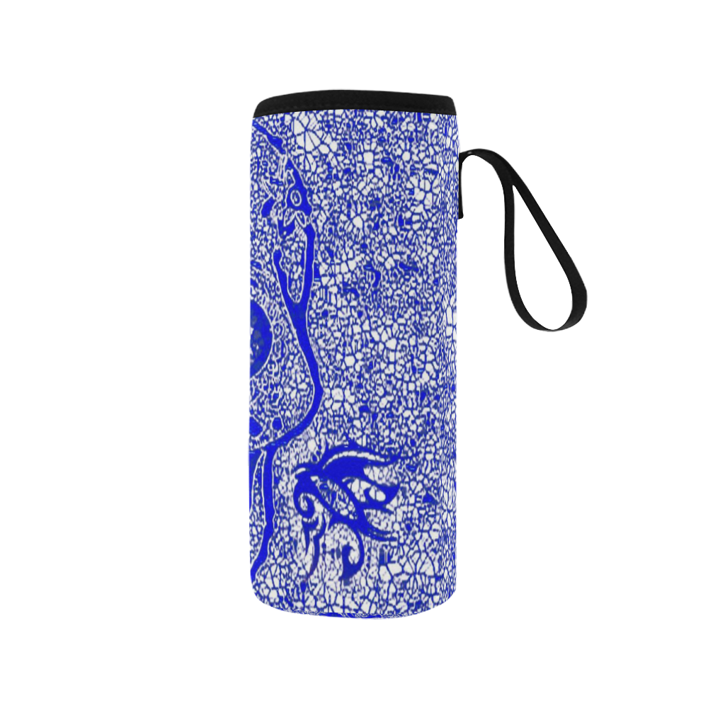 mosaic skull blue Neoprene Water Bottle Pouch/Medium