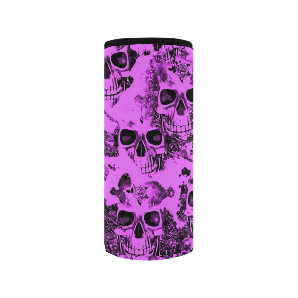cloudy Skulls pink by JamColors Neoprene Water Bottle Pouch/Medium