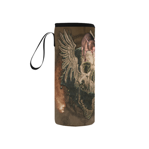 Awesome skull with rat Neoprene Water Bottle Pouch/Small